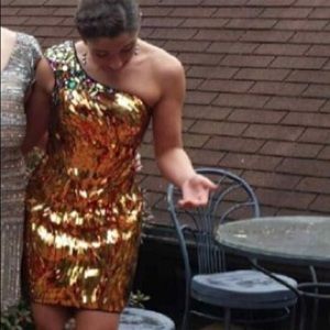Short gold sparkle dress